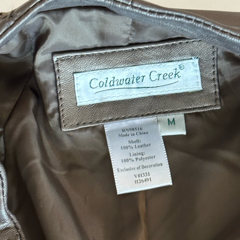Coldwater Creek Bronze Metallic 100% Leather Jacket NWOT - Picture 4 of 7